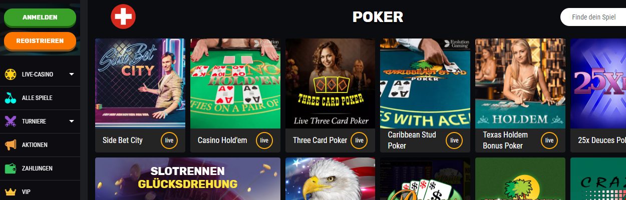 Arten von Poker in Online-Casinos in der Schweiz